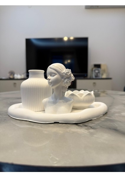 Taş Tozu Vazo Lotus Mumluk Dekoratif/Aksesuar Set fiyatları