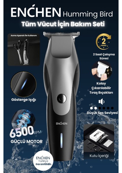 Siyah Hassas Kesim Şarjlı Saç ve Tıraş Makinesi ve Güçlü Kullanım