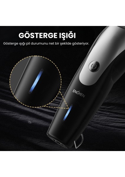 Siyah Hassas Kesim Şarjlı Saç ve Tıraş Makinesi ve Güçlü Kullanım