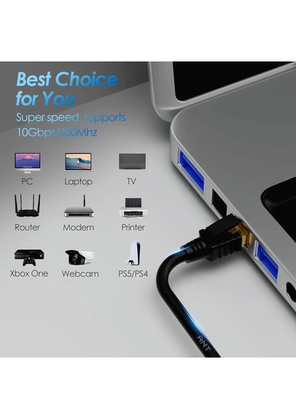 2 Metre RJ45 Kablo CAT7U/FTP Altın Kaplama Korumalı 10GB/SN 600 Mhz Zırhlı Utp Ağ Lan Ethernet Kablosu 2mt Xbox Ps 2/3/4/5 RJ45 Patch Kablosu fiyatları