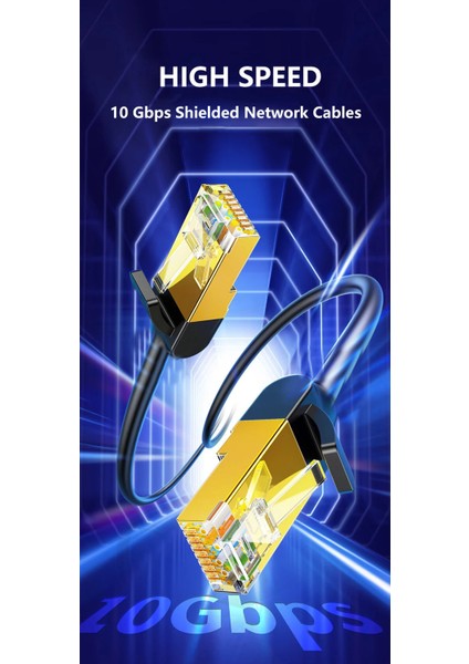 2 Metre RJ45 Kablo CAT7U/FTP Altın Kaplama Korumalı 10GB/SN 600 Mhz Zırhlı Utp Ağ Lan Ethernet Kablosu 2mt Xbox Ps 2/3/4/5 RJ45 Patch Kablosu