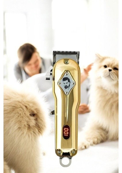 Güçlü Şarjlı Evcil Hayvan Tıraş Makinesi Sarı Profesyonel