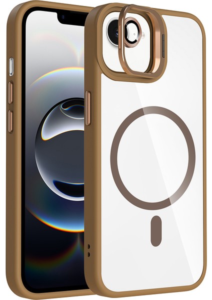 iPhone 16E Kılıf Standlı ve Kamera Lens Hediyeli Kablosuz Şarj Özellikli Etro Kapak
