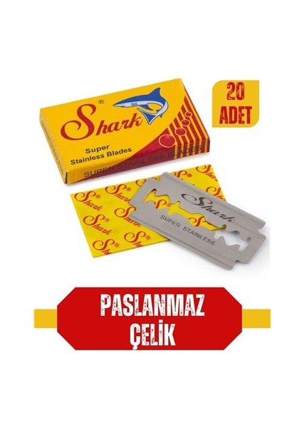 Turk Shark 20 Adet Paslanmaz Çelik Tıraş Jileti - CHT7929-3554