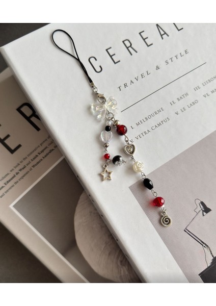 Bordo Yıldız Charm, Telefon Ipi, Çanta Süsü telefon askısı