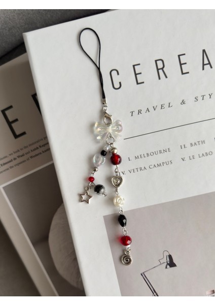 Bordo Yıldız Charm, Telefon Ipi, Çanta Süsü telefon askısı fiyatları