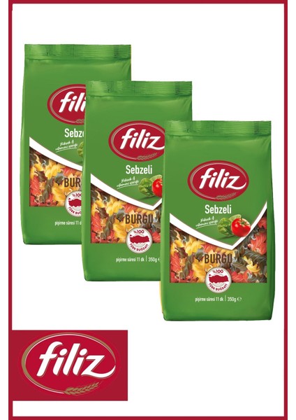 Sebzeli Burgu Makarna 350 Gr. x 3 Adet