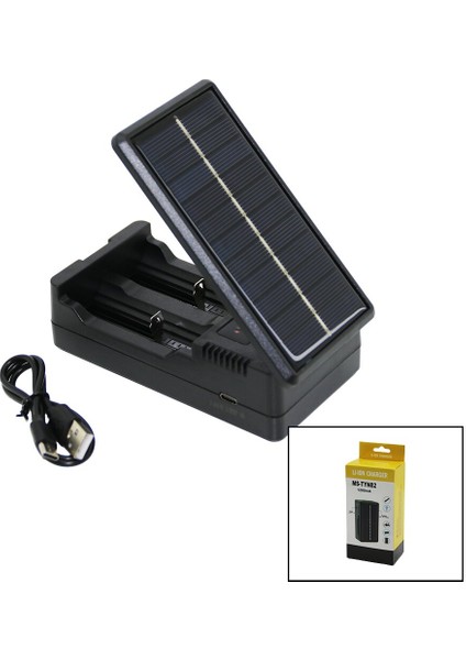 Lı-Ion Charger MS-TYN82 Solar - Güneş Enerjili 2li Pil Şarj Aleti 120 - CHT4343-8797