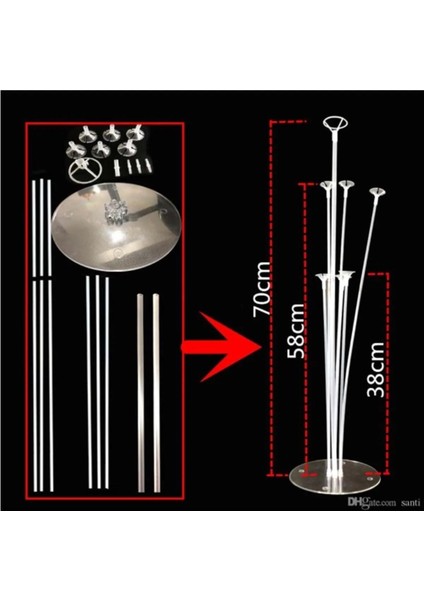 7'li Balon Standı ve 10 Adet Renkli Balon Zincir Set, Eğlence ve Dekorasyon Için Yüksek fiyatları