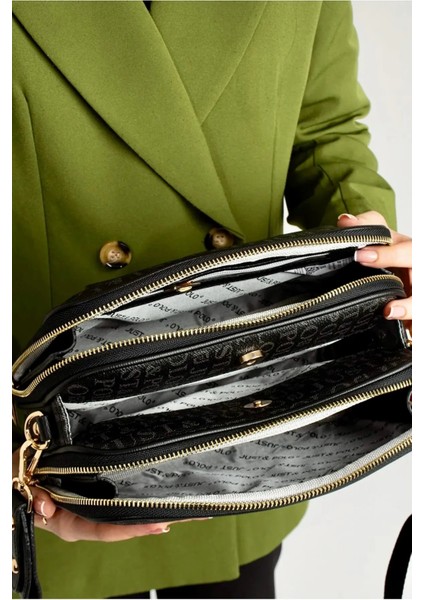 Kadın Orta Boy Baskılı Şık Omuz Çantası ve Cüzdanı Kombin Shopper K232053MH indirimleri