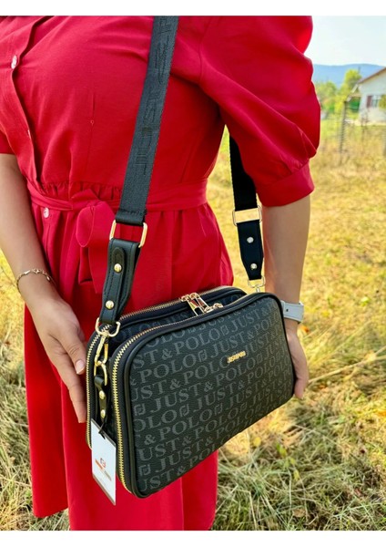 Kadın Orta Boy Baskılı Şık Omuz Çantası ve Cüzdanı Kombin Shopper K232053MH