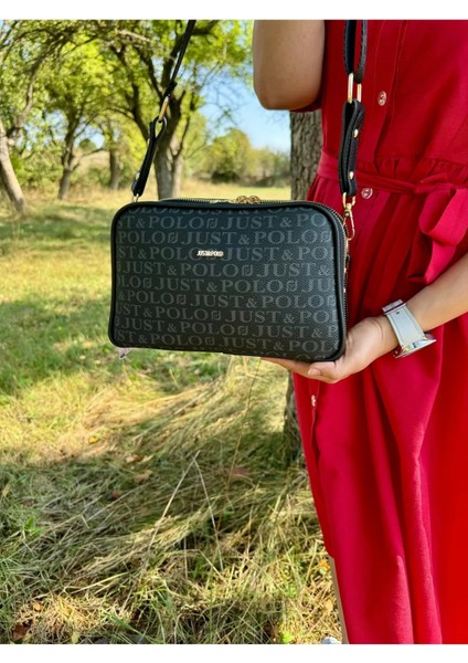 Kadın Orta Boy Baskılı Şık Omuz Çantası ve Cüzdanı Kombin Shopper K232053MH