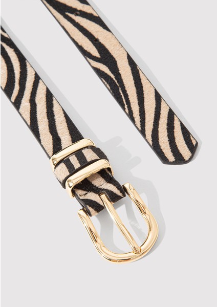 Zebra Desenli Suni Deri Kemer 1913570-900 modelleri