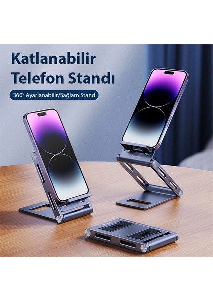 Dux Ducis Z-Shape Alüminyum Alaşımlı Katlanır Telefon STANDI-(5775) - CHT7778-8793 fiyatları