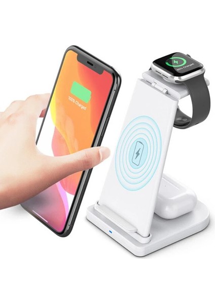 Ally 15W 3in1 Şarj Standı Wireless Kablosuz Şarj Iphone+Iwatch+Airpods YM-UD21-(5 - CHT8446-9780