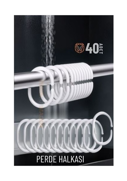 Turk Banyo Perde Halkaları 40 Adet - CHT4937-3415