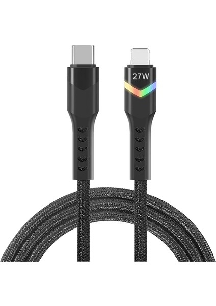Ally LED Işıklı 27W Type-C To iPhone Lightning Hızlı Şarj Kablosu 1M-(5775) - CHT8439-2161