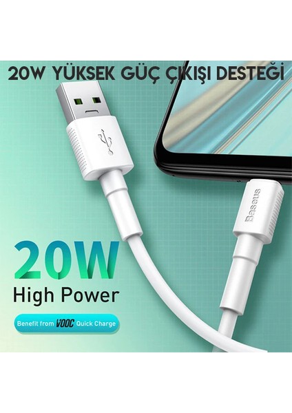 Baseus Mini White Micro USB 4A Oppo Vıvo Dash USB Şarj Kablosu 0.5CM-(5775) - CHT9159-7597 modelleri