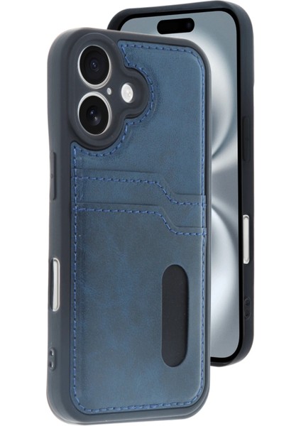 Iphone 16 Kılıf Sara Kartvizitli Deri Kılıf - Lacivert Arbkd modelleri