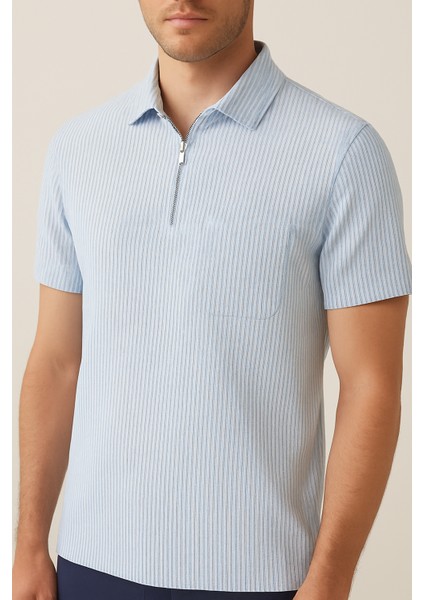 Pamuk Erkek Polo Yaka Çizgili Kısa Kollu Tişört T-Shirt Yumuşacık