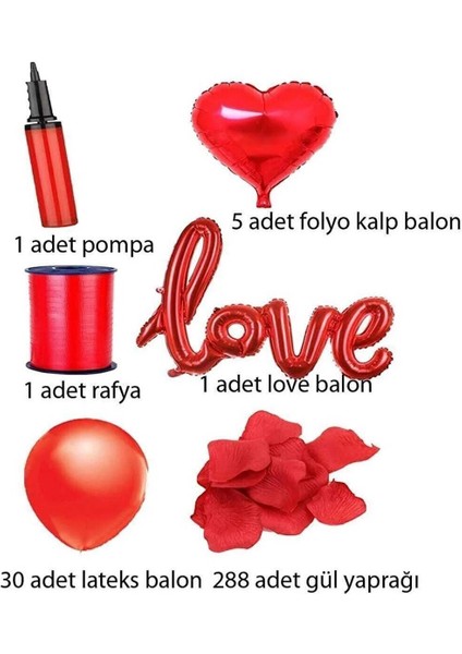 Kırmızı Renkli Sevgi Temalı Balon Seti, 14 Şubat Için Dekorasyon fiyatları