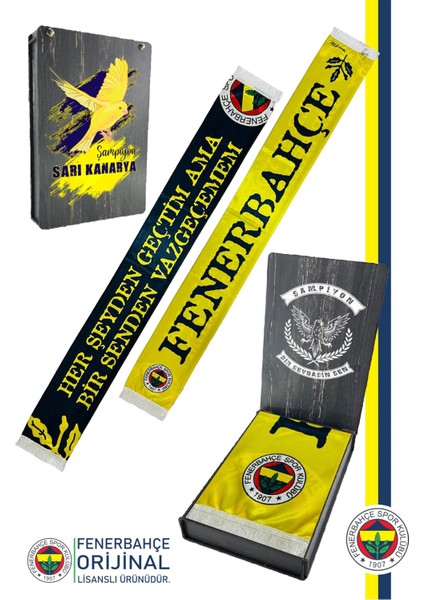 Orijinal Lisanslı Bir Senden Vazgeçmem Şal Atkı Kanarya Baskılı Ahşap Kutulu
