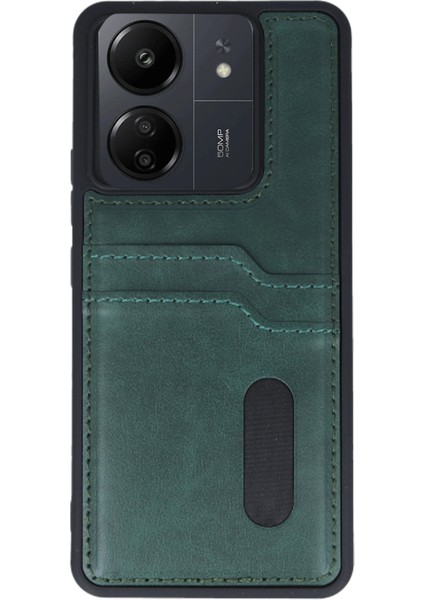 Xiaomi Redmi 13C Kılıf Sara Kartvizitli Deri Kılıf - Koyu Yeşil Arbkd fiyatları