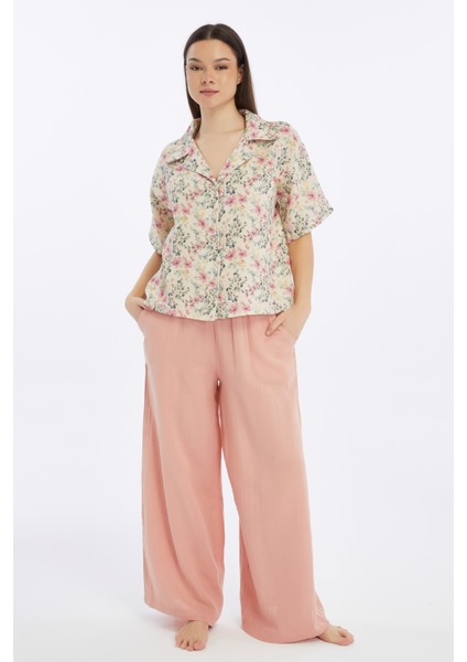 Brenda Müslin Gömlek Pijama Desenli