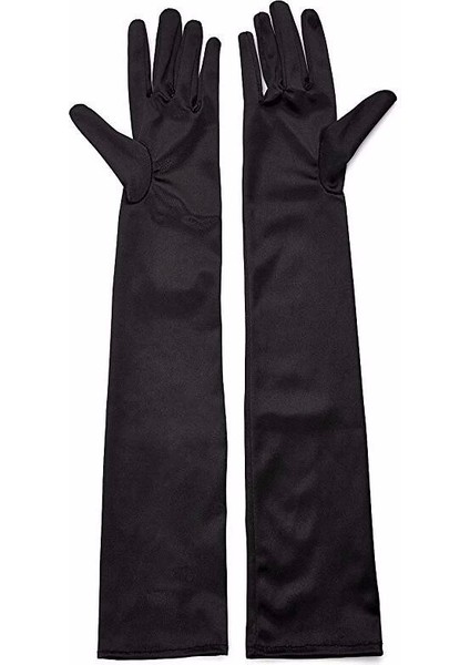 Siyah Renk Likralı Dirseğe Kadar Uzun Kumaş Eldiven 40 cm fırsatları