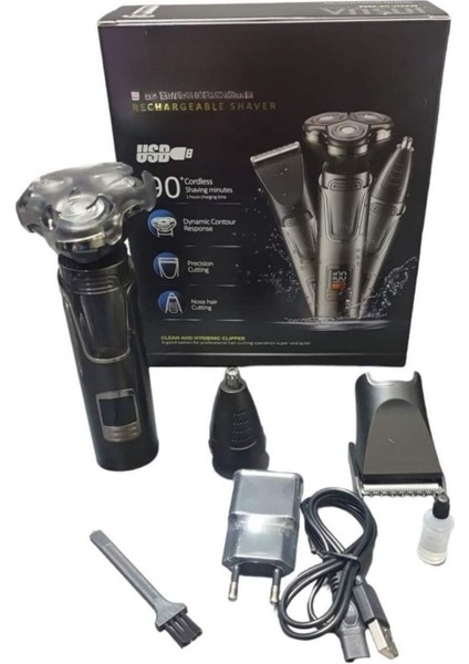 3 Başlıklı Dijital Tıraş Makinesi Kuru Saç Sakal ve Burun Bakımı fiyatları