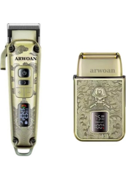 2'li Tıraş Makineleri Kombo Sinek Kaydı Saç ve Sakal Traşı Seti Sarı