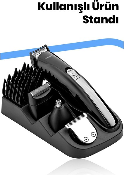 Paslanmaz Çelik 9'lu Erkek Bakım Seti Ayarlanabilir ve Standlı Beyaz fiyatları