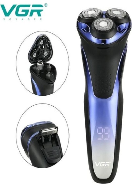 Yıkanabilir Elektrikli Sakal Tıraş Makinesi LCD Ekran Siyah