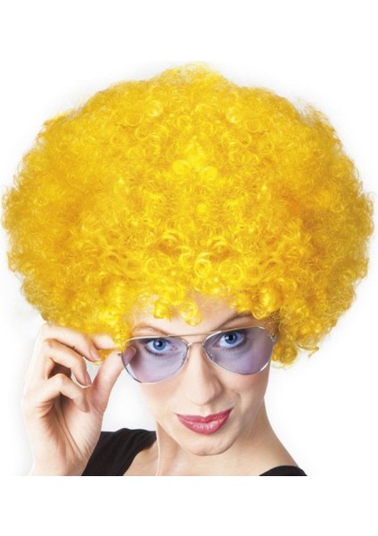 Canlı Sarı Kıvırcık Afro Bonus Peruk, Parti Aksesuarı fiyatları
