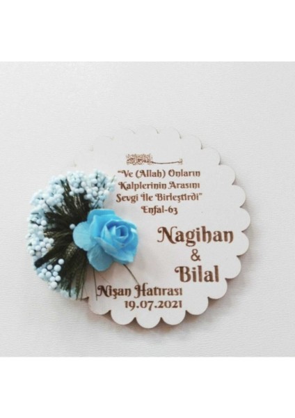 50 Adet Yeşil Ahşap Yuvarlak Davet Magneti, Özel Günleriniz Için Ideal Seçim