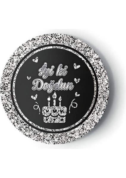 Iyi Ki Doğdun Temalı 8'li Karton Tabak ve Bardak Seti Siyah