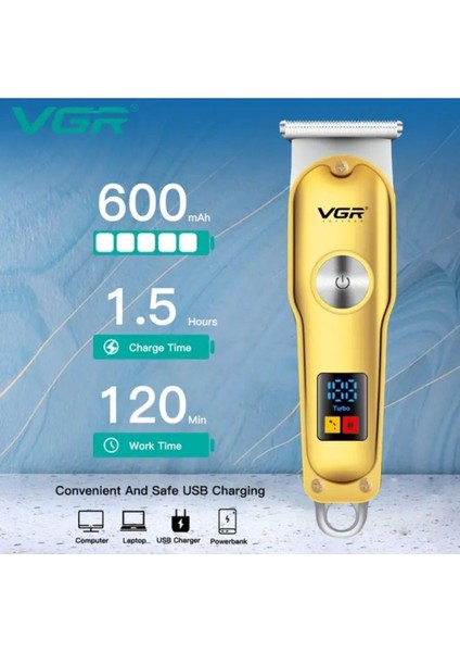 Dijital Ekranlı Çok Fonksiyonlu Saç ve Sakal Kesme Cihazı Sarı modelleri