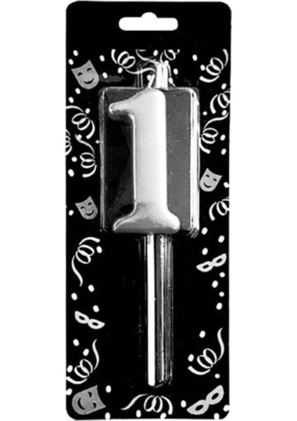 1 Rakam Gümüş Mum, Parlak ve Şık Dekoratif Obje, Zarif ve Özenle Tasarlanmış Ürün