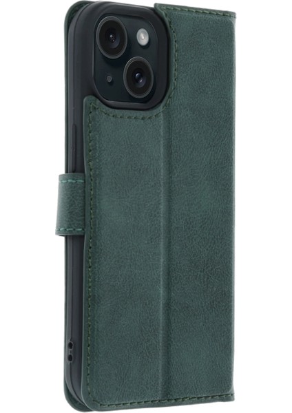 Apple Iphone 15 Trend S Plus Kapaklı Kılıf - Yeşil Arbkd indirimleri