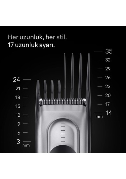 Gri Saç Kesme Makinesi 17 Uzunluk 5 Aksesuar Keskin Bıçak fırsatları