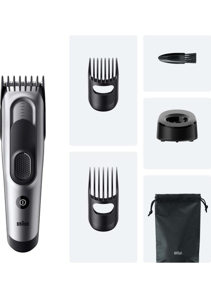 Gri Saç Kesme Makinesi 17 Uzunluk 5 Aksesuar Keskin Bıçak