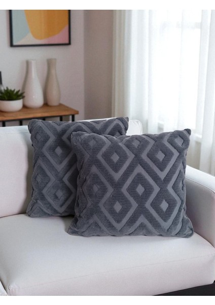 2'li Set Bohem Özel Tasarım Wellsoft Kırlent Kılıfı | Çift Taraflı 43X43 cm - Antrasit modelleri