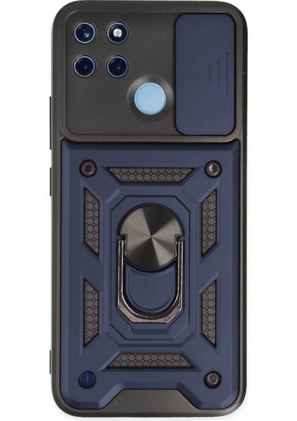 Realme C25Y Kılıf Pars Lens Yüzüklü Silikon - Lacivert Arbkd