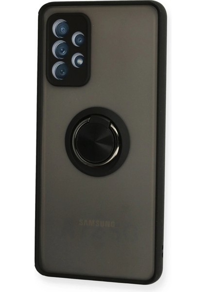 Samsung Galaxy A72 Kılıf Montreal Yüzüklü Silikon Kapak - Siyah Arbkd fiyatları