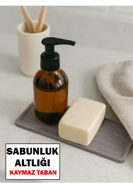 Sabunluk Altlığı Kaymaz Silikon Tezgah Koruyucu Mutfak Süngerlik Banyo Sıvı Sabun Organizer 27 cm x 11CM