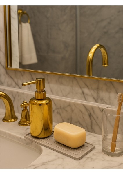 Sabunluk Altlığı Kaymaz Silikon Tezgah Koruyucu Mutfak Süngerlik Banyo Sıvı Sabun Organizer 27 cm x 11CM fırsatları