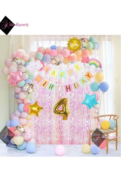 Gökyüzü Temalı Doğum Günü Süsleri, Güneş, Bulut ve Gökkuşağı Dekorları modelleri