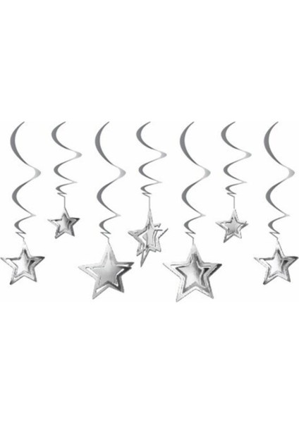3D Yıldız Tavan Süsü, Gri, Dekoratif, Şık, Işıltılı, Evinize Zarif Dokunuş