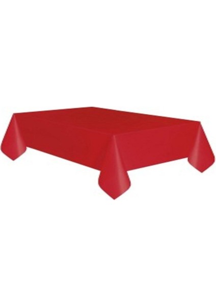 Kırmızı Plastik Masa Örtüsü 137X270 Cm, Şık ve Dayanıklı Kullanım Sağlar.