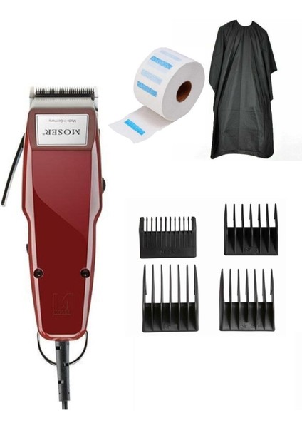 Kahverengi Traş Makinesi Seti 4 Tarak ve Boyun Bandı